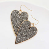 Druzy Heart Dangle Earrings - Madeline Love - Flyclothing LLC