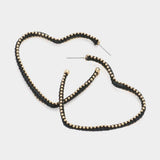 Metal Ball Trimmed Heart Hoop Earrings - Madeline Love - Flyclothing LLC