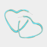 Metal Ball Trimmed Heart Hoop Earrings - Madeline Love - Flyclothing LLC