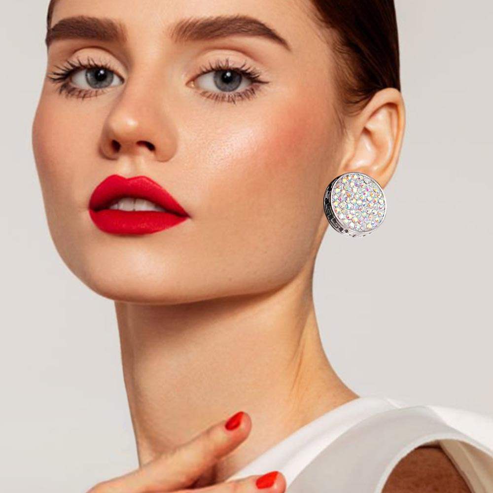 Greek Pattern Detailed Rhinestone Embellished Round Earrings - Madeline Love - Flyclothing LLC