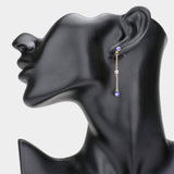 Evil Eye Round Stone Link Linear Dangle Earrings - Madeline Love - Flyclothing LLC