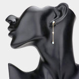 Evil Eye Round Stone Link Linear Dangle Earrings - Madeline Love - Flyclothing LLC