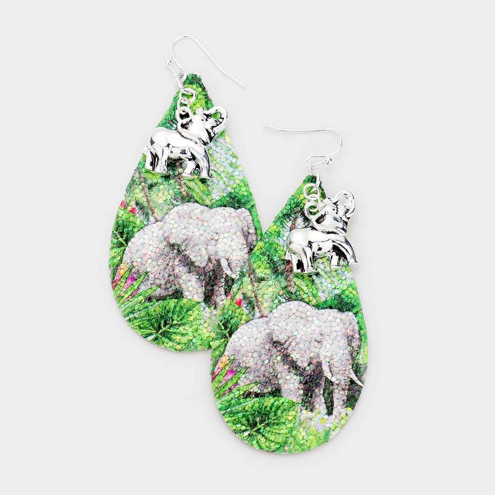Glitter Nature Elephant Dangle Earrings - Madeline Love - Flyclothing LLC