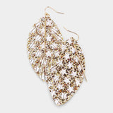 Metal Bar Bling Glitter Star Pattern Accented Feather Earrings - Madeline Love - Flyclothing LLC