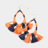 Game Day Raffia Wrapped Teardrop Tassel Dangle Earrings - Madeline Love - Flyclothing LLC