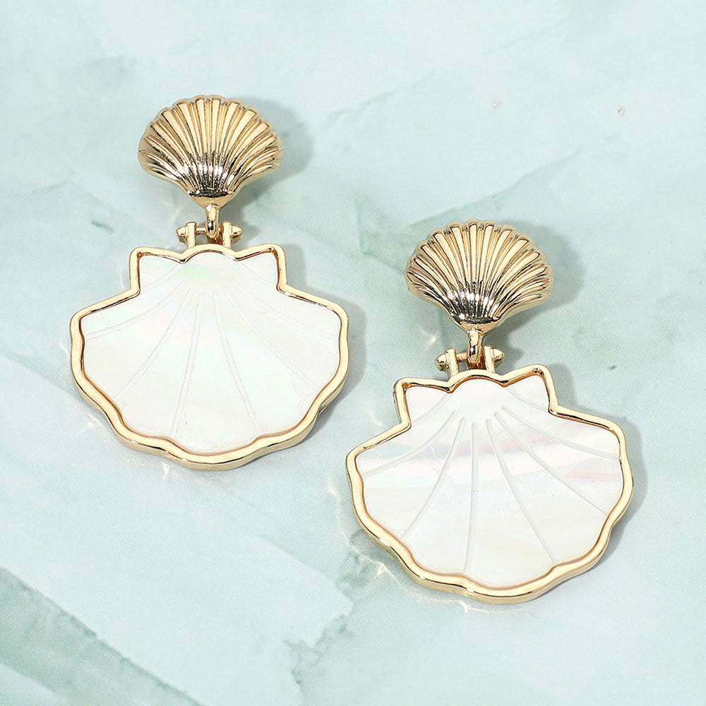 Mother of Pearl Shell Drop Dangle Earrings - Madeline Love - Flyclothing LLC