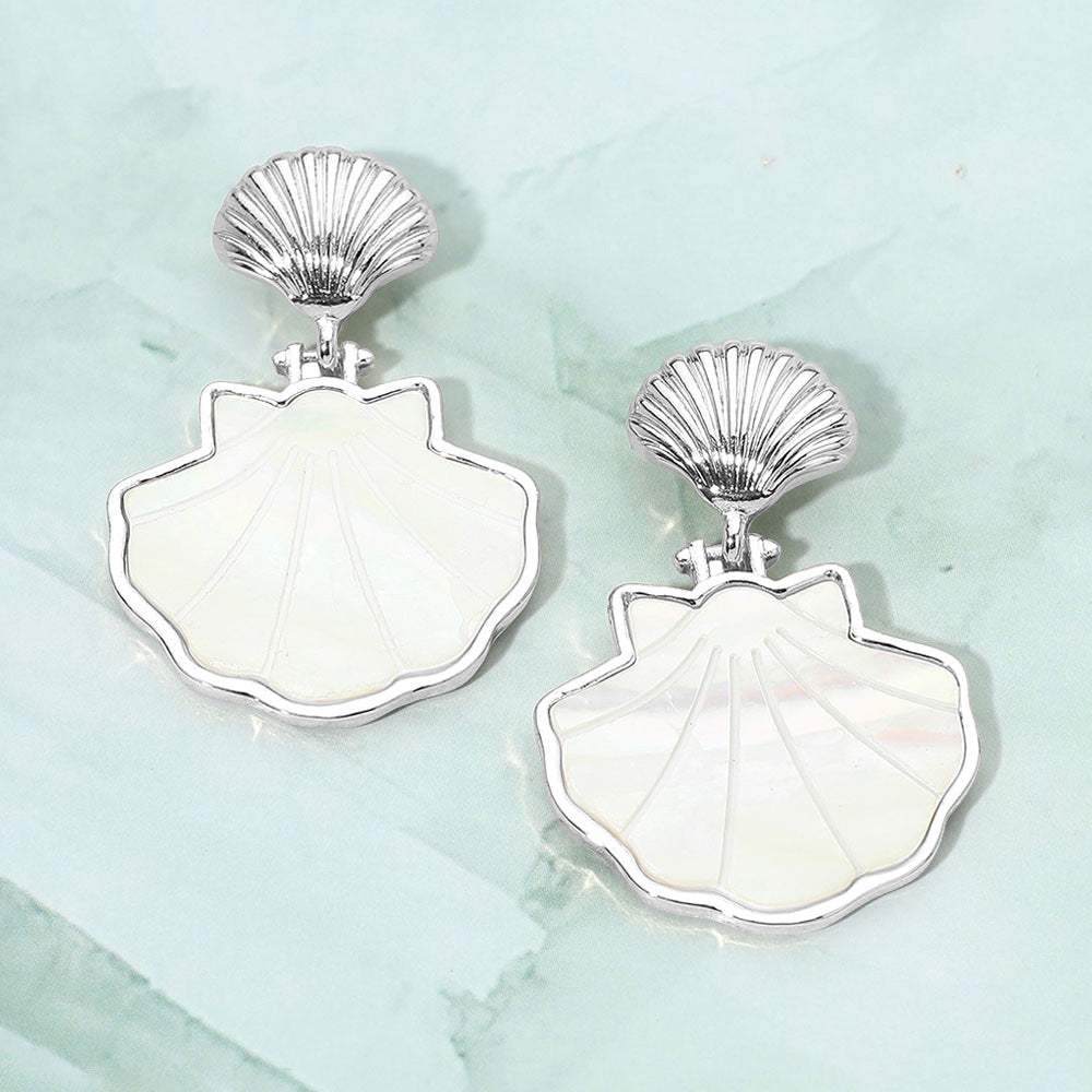 Mother of Pearl Shell Drop Dangle Earrings - Madeline Love - Flyclothing LLC