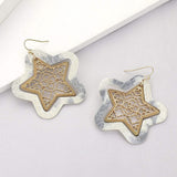 Faux Leather Moroccan Filigree Star Dangle Earrings - Madeline Love - Flyclothing LLC