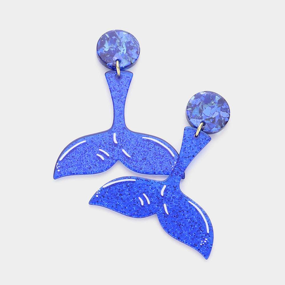 Glittered Resin Wale Tale Dangle Earrings - Madeline Love - Flyclothing LLC