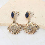 Stone Embellished Evil Eye Accented Dangle Earrings - Madeline Love - Flyclothing LLC