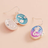 Enamel Oval Mermaid Locket Dangle Earrings - Madeline Love - Flyclothing LLC