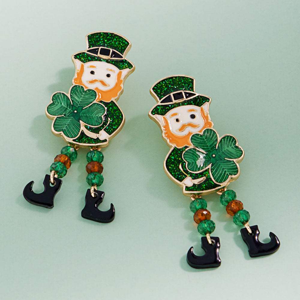 St Patricks Leprechaun Clover Earrings - Madeline Love - Flyclothing LLC