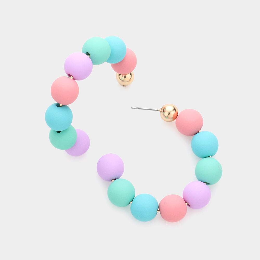 Colored Ball Hoop Earrings - Madeline Love - Flyclothing LLC