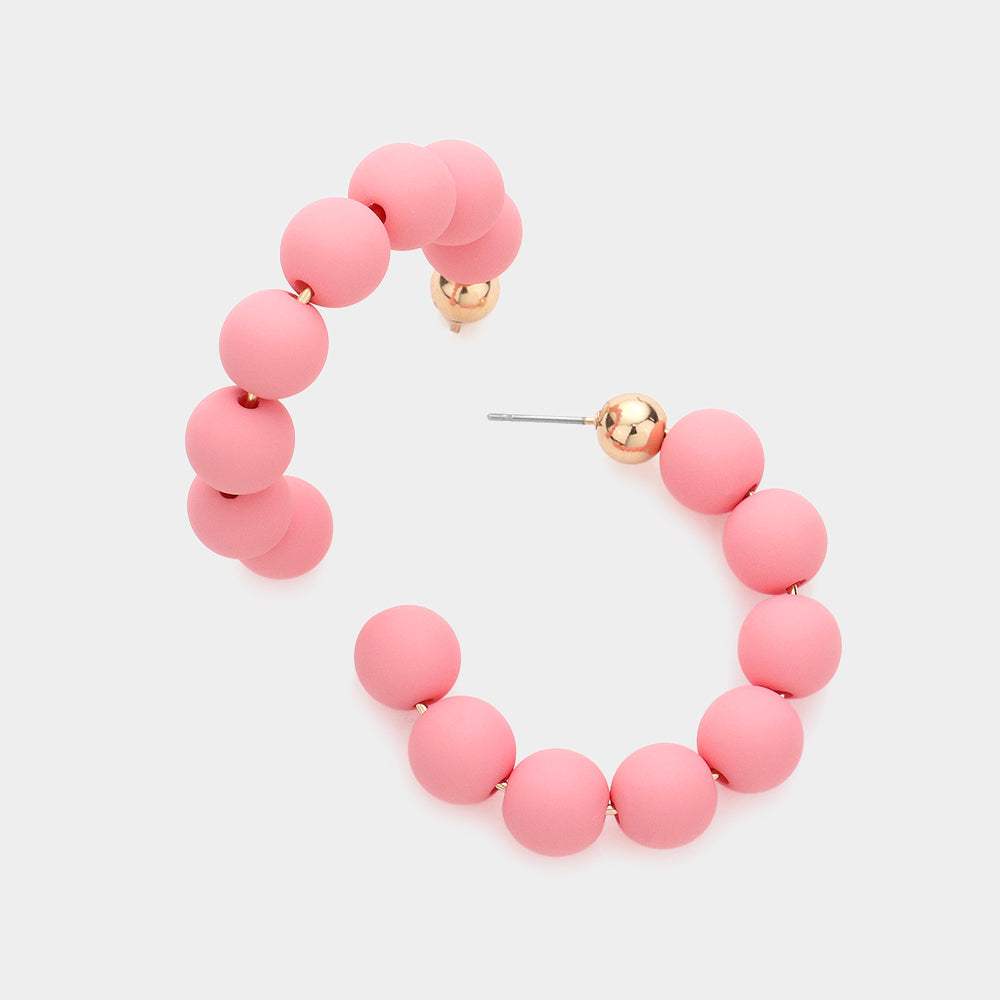 Colored Ball Hoop Earrings - Madeline Love - Flyclothing LLC