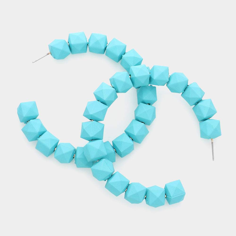 Colored Faceted Ball 2.6 Inch Hoop Earrings - Madeline Love - Flyclothing LLC