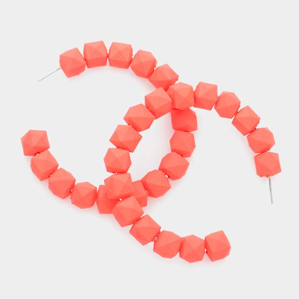 Colored Faceted Ball 2.6 Inch Hoop Earrings - Madeline Love - Flyclothing LLC