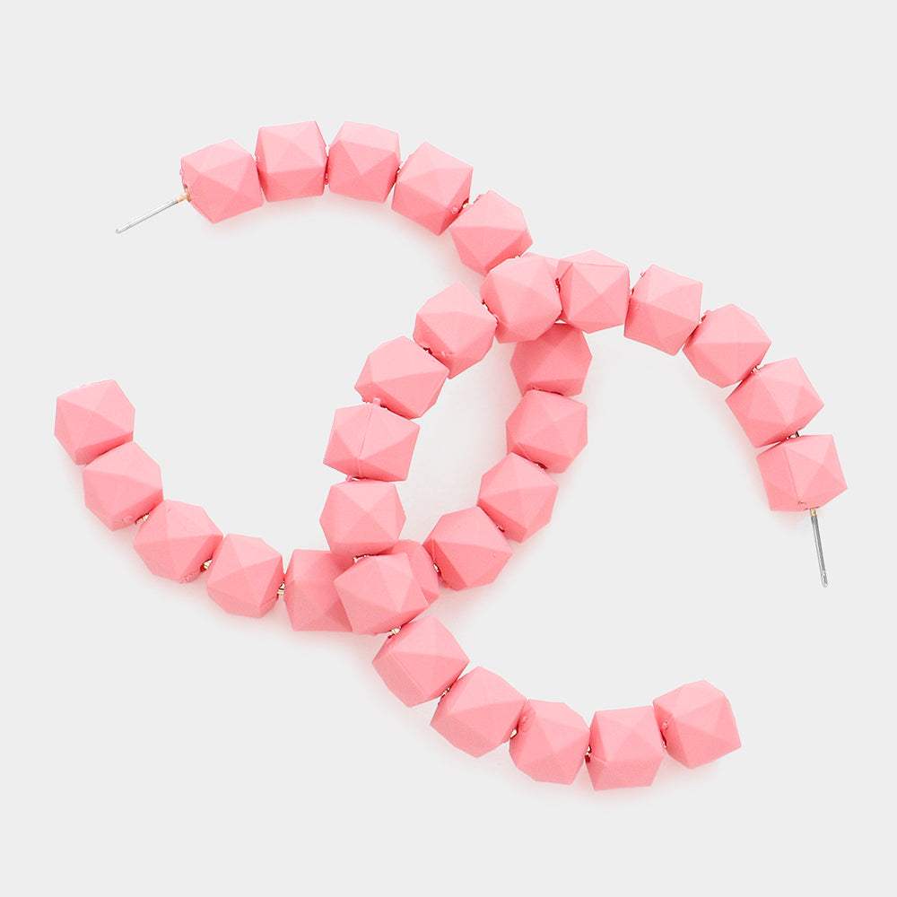Colored Faceted Ball 2.6 Inch Hoop Earrings - Madeline Love - Flyclothing LLC