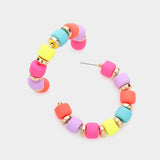 Colored Beaded 1.75 Inch Hoop Earrings - Madeline Love - Flyclothing LLC