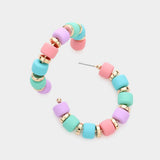 Colored Beaded 1.75 Inch Hoop Earrings - Madeline Love - Flyclothing LLC