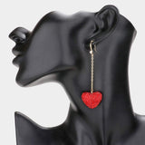 Dropped Rhinestone Pave Heart Dangle Earrings - Madeline Love - Flyclothing LLC