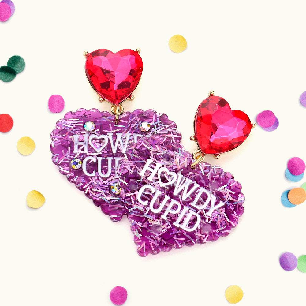 HOWDY CUPID Message Resin Heart Stone Dangle Earrings - Madeline Love - Flyclothing LLC
