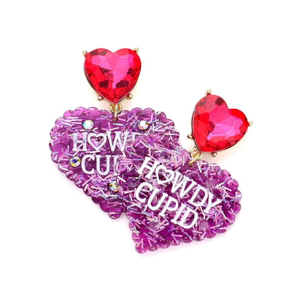 HOWDY CUPID Message Resin Heart Stone Dangle Earrings - Madeline Love - Flyclothing LLC