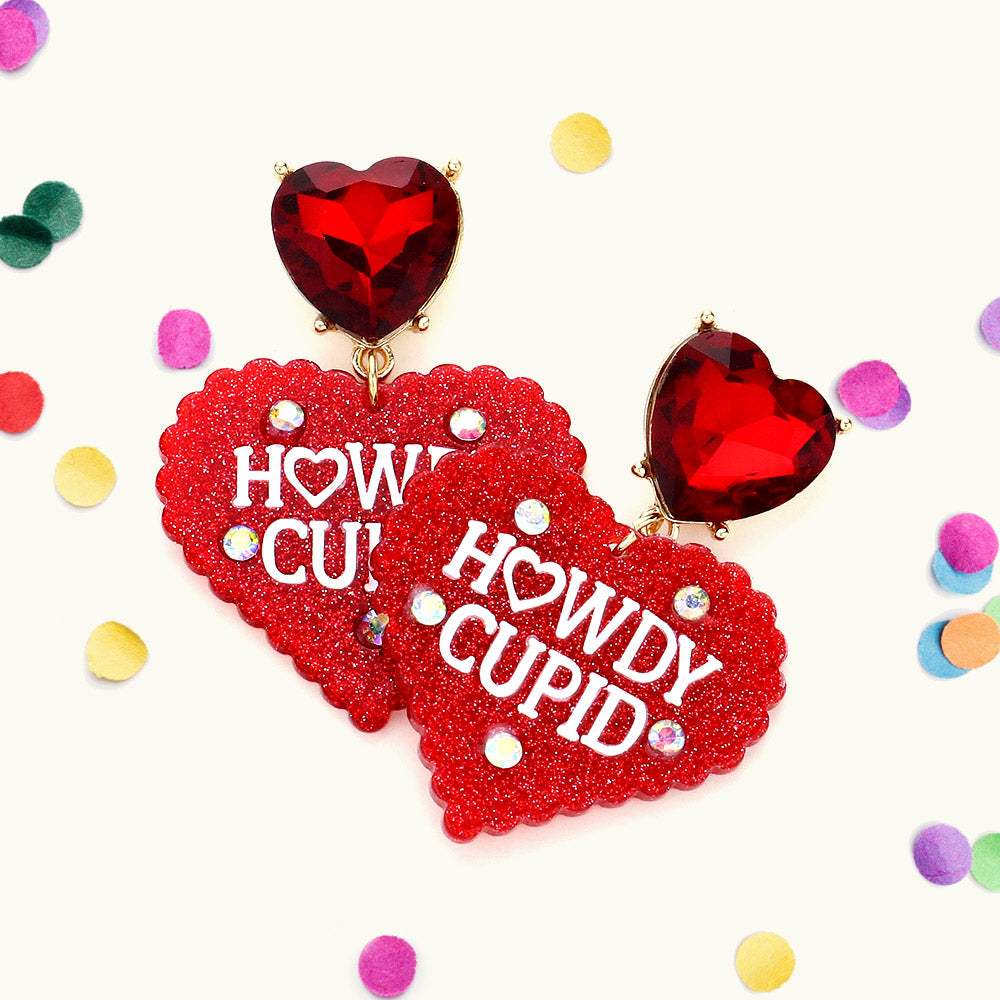 HOWDY CUPID Message Resin Heart Stone Dangle Earrings - Madeline Love - Flyclothing LLC