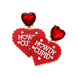 HOWDY CUPID Message Resin Heart Stone Dangle Earrings - Madeline Love - Flyclothing LLC