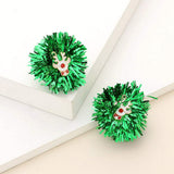 Enamel Rudolph Tinsel Pom Earrings - Madeline Love - Flyclothing LLC