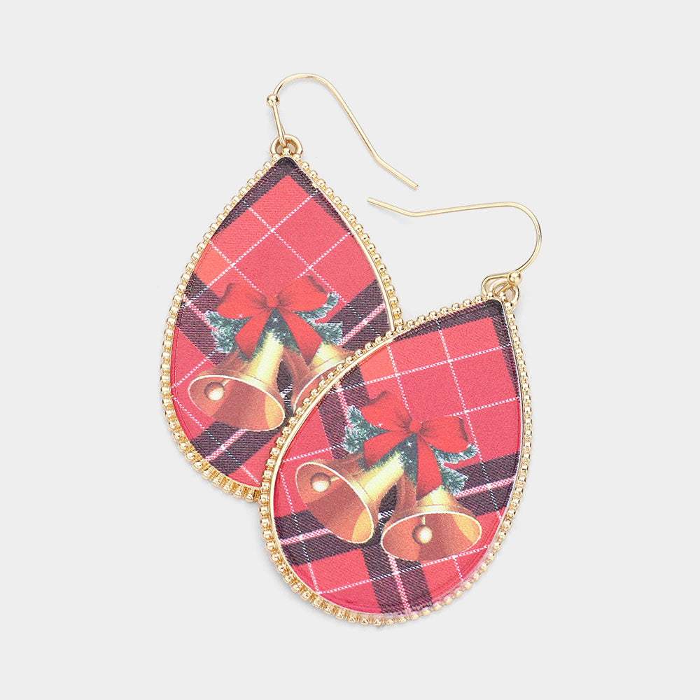 Jingle Bell Printed Teardrop Dangle Earrings - Madeline Love - Flyclothing LLC