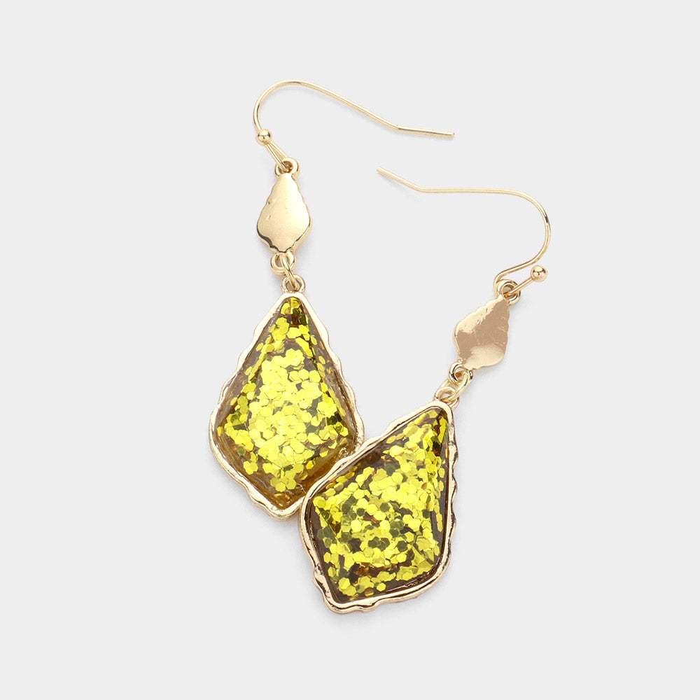 Glittered Petal Dangle Earrings - Madeline Love - Flyclothing LLC