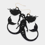 Brass Metal Cutout Mermaid Dangle Earrings - Madeline Love - Flyclothing LLC