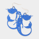 Brass Metal Cutout Mermaid Dangle Earrings - Madeline Love - Flyclothing LLC