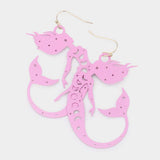 Brass Metal Cutout Mermaid Dangle Earrings - Madeline Love - Flyclothing LLC
