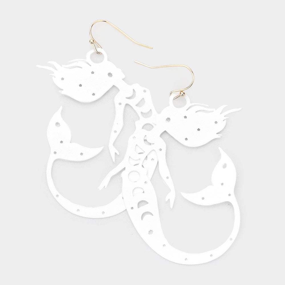 Brass Metal Cutout Mermaid Dangle Earrings - Madeline Love - Flyclothing LLC