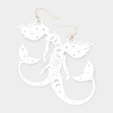 Brass Metal Cutout Mermaid Dangle Earrings - Madeline Love - Flyclothing LLC