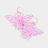 Brass Metal Cutout Honey Bee Dangle Earrings - Madeline Love - Flyclothing LLC