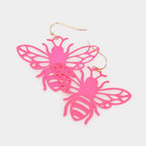 Brass Metal Cutout Honey Bee Dangle Earrings - Madeline Love - Flyclothing LLC