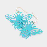Brass Metal Cutout Honey Bee Dangle Earrings - Madeline Love - Flyclothing LLC