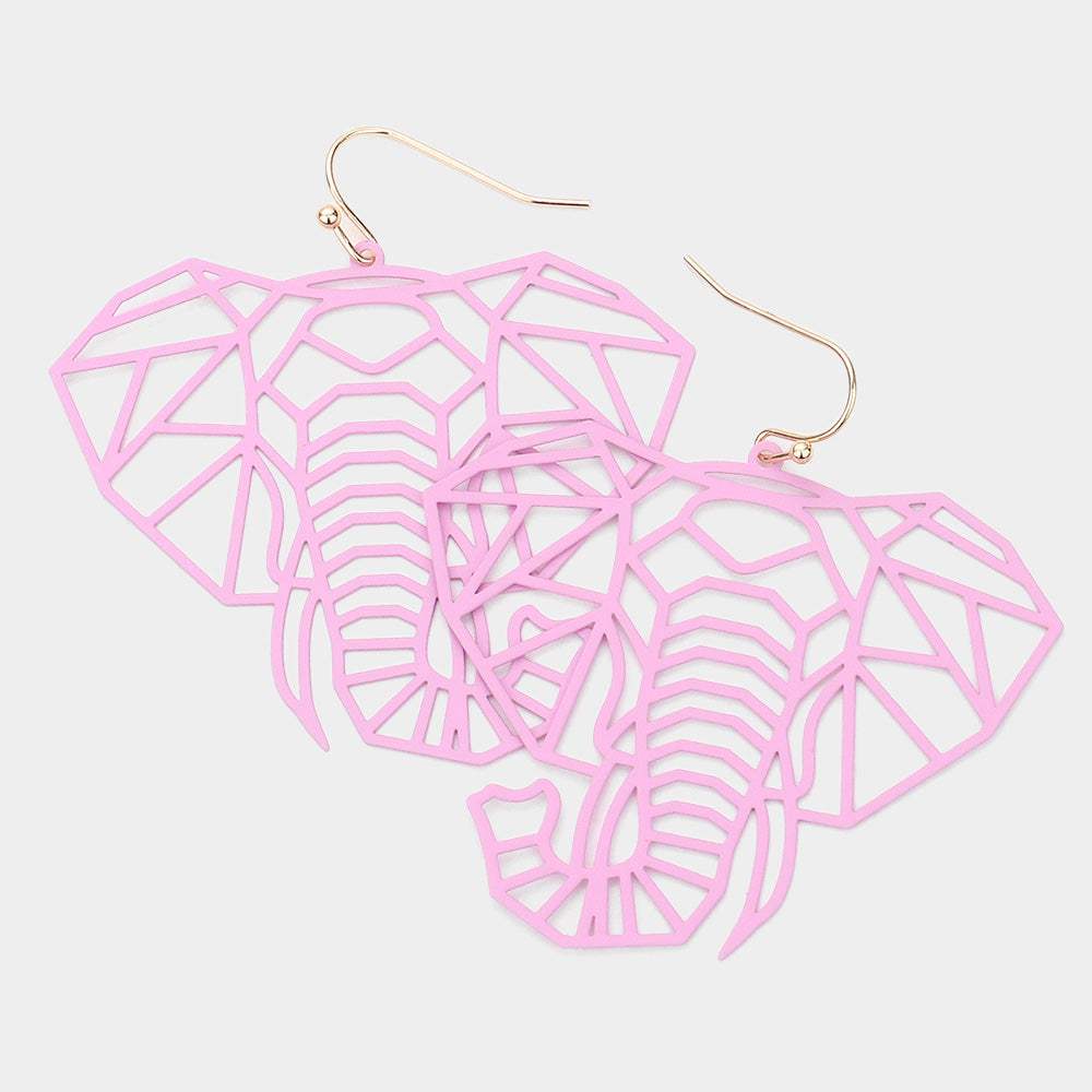 Brass Metal Cutout Elephant Dangle Earrings - Madeline Love - Flyclothing LLC