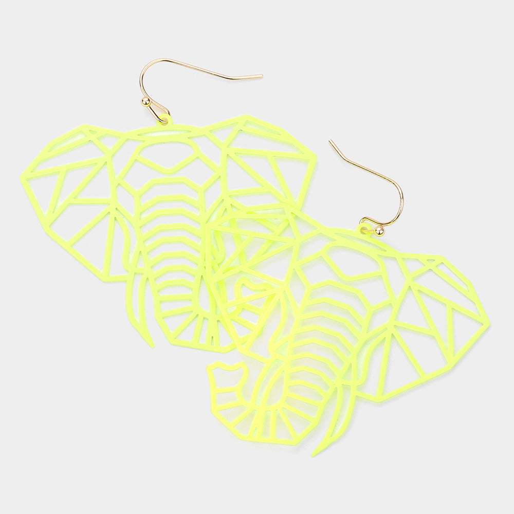 Brass Metal Cutout Elephant Dangle Earrings - Madeline Love - Flyclothing LLC