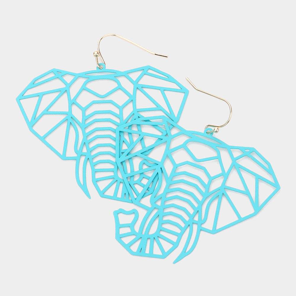 Brass Metal Cutout Elephant Dangle Earrings - Madeline Love - Flyclothing LLC
