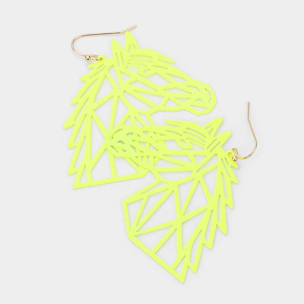Brass Metal Cutout Horse Dangle Earrings - Madeline Love - Flyclothing LLC