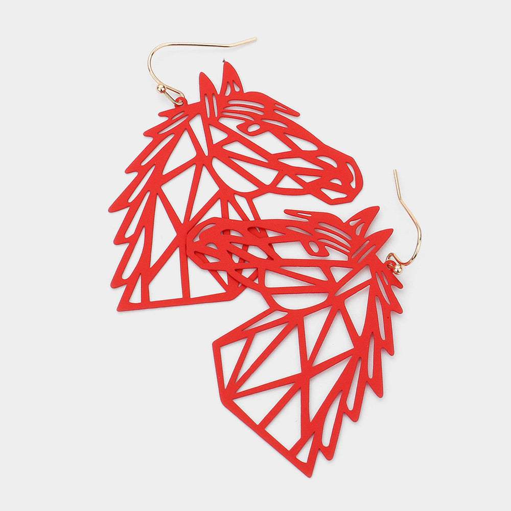 Brass Metal Cutout Horse Dangle Earrings - Madeline Love - Flyclothing LLC