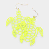 Brass Metal Cutout Turtle Dangle Earrings - Madeline Love - Flyclothing LLC