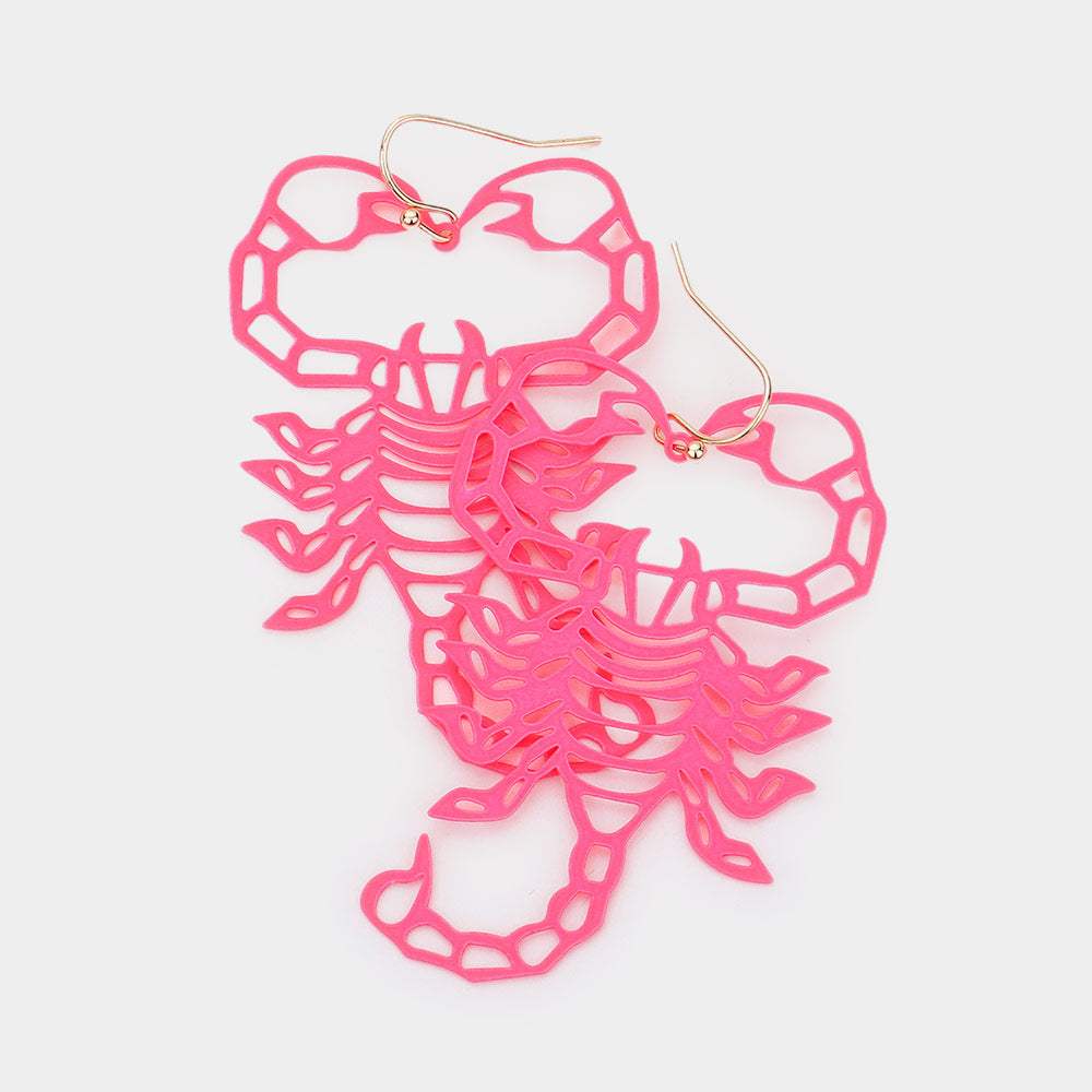 Brass Metal Cutout Scorpion Dangle Earrings - Madeline Love - Flyclothing LLC