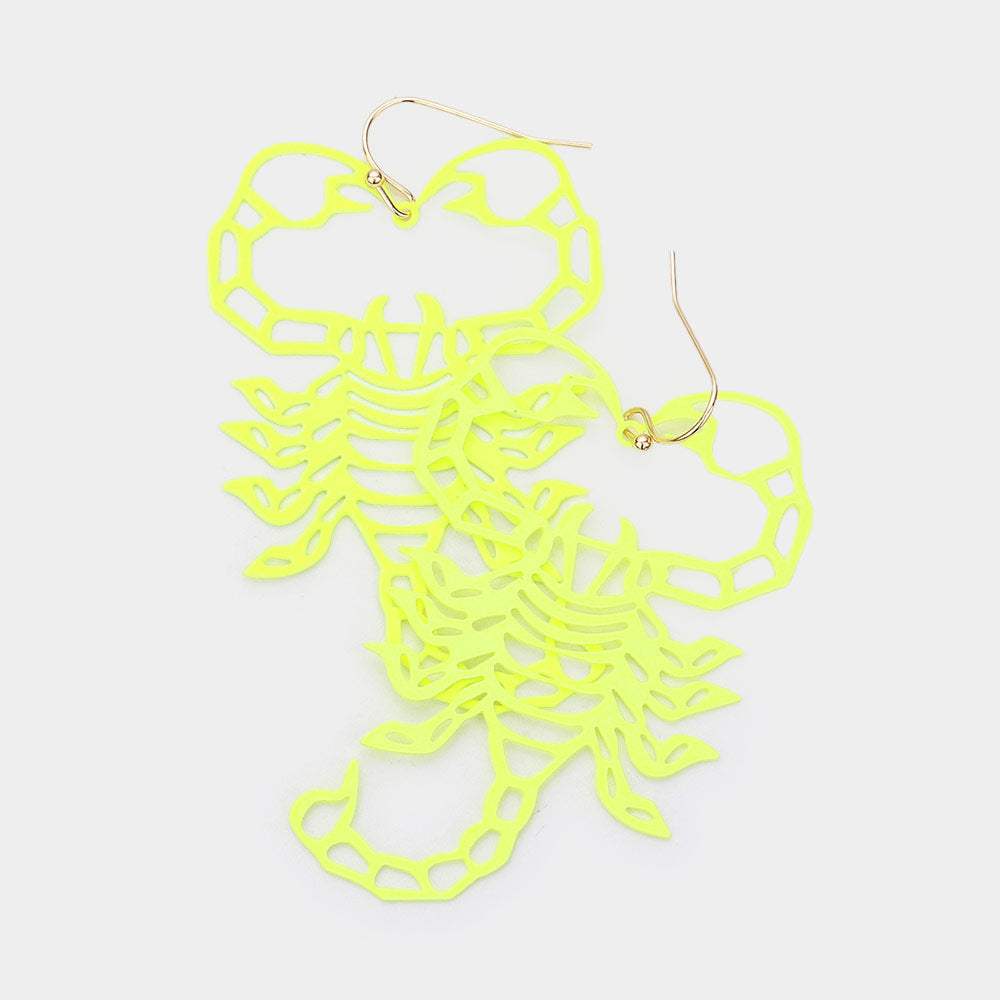 Brass Metal Cutout Scorpion Dangle Earrings - Madeline Love - Flyclothing LLC
