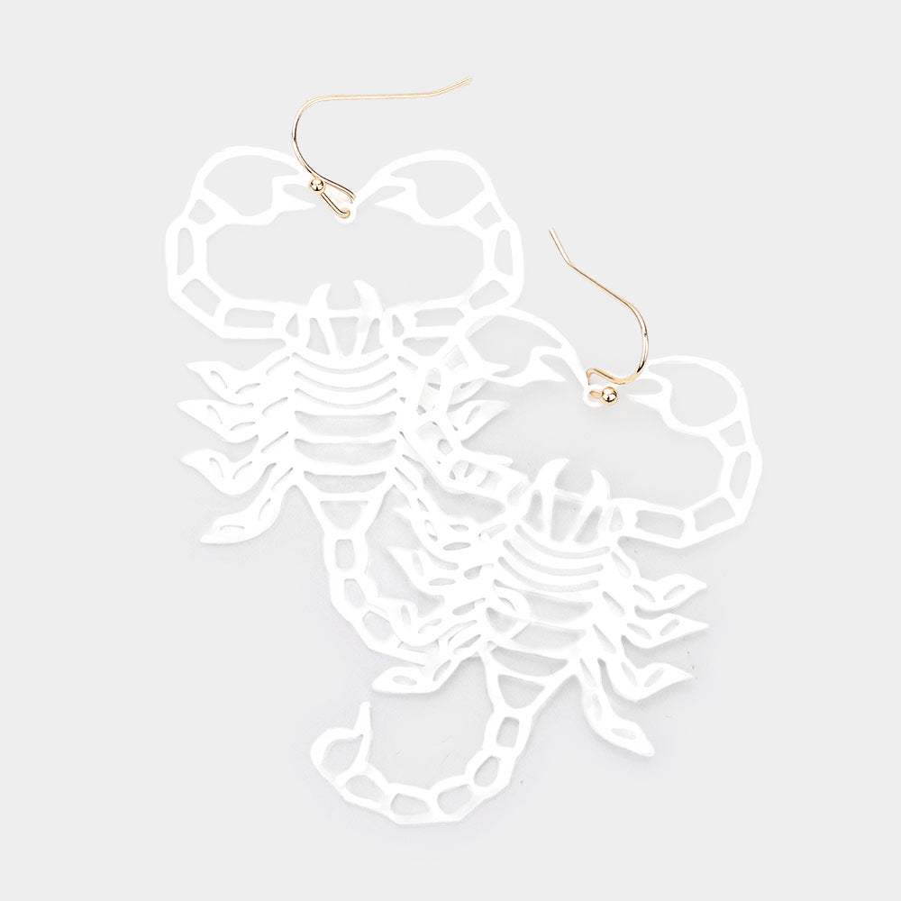 Brass Metal Cutout Scorpion Dangle Earrings - Madeline Love - Flyclothing LLC