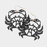 Brass Metal Cutout Crab Dangle Earrings - Madeline Love - Flyclothing LLC