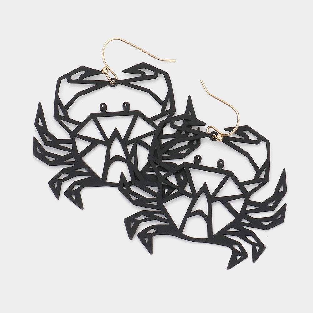 Brass Metal Cutout Crab Dangle Earrings - Madeline Love - Flyclothing LLC